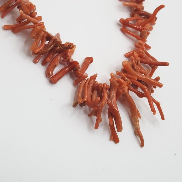Jewelry - Vintage Natural Branch Coral Necklace Salmon Orange Statement 20 Inch Fringe